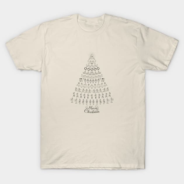 12 Days of Christmas Tree T-Shirt by ElizabethB_Art
